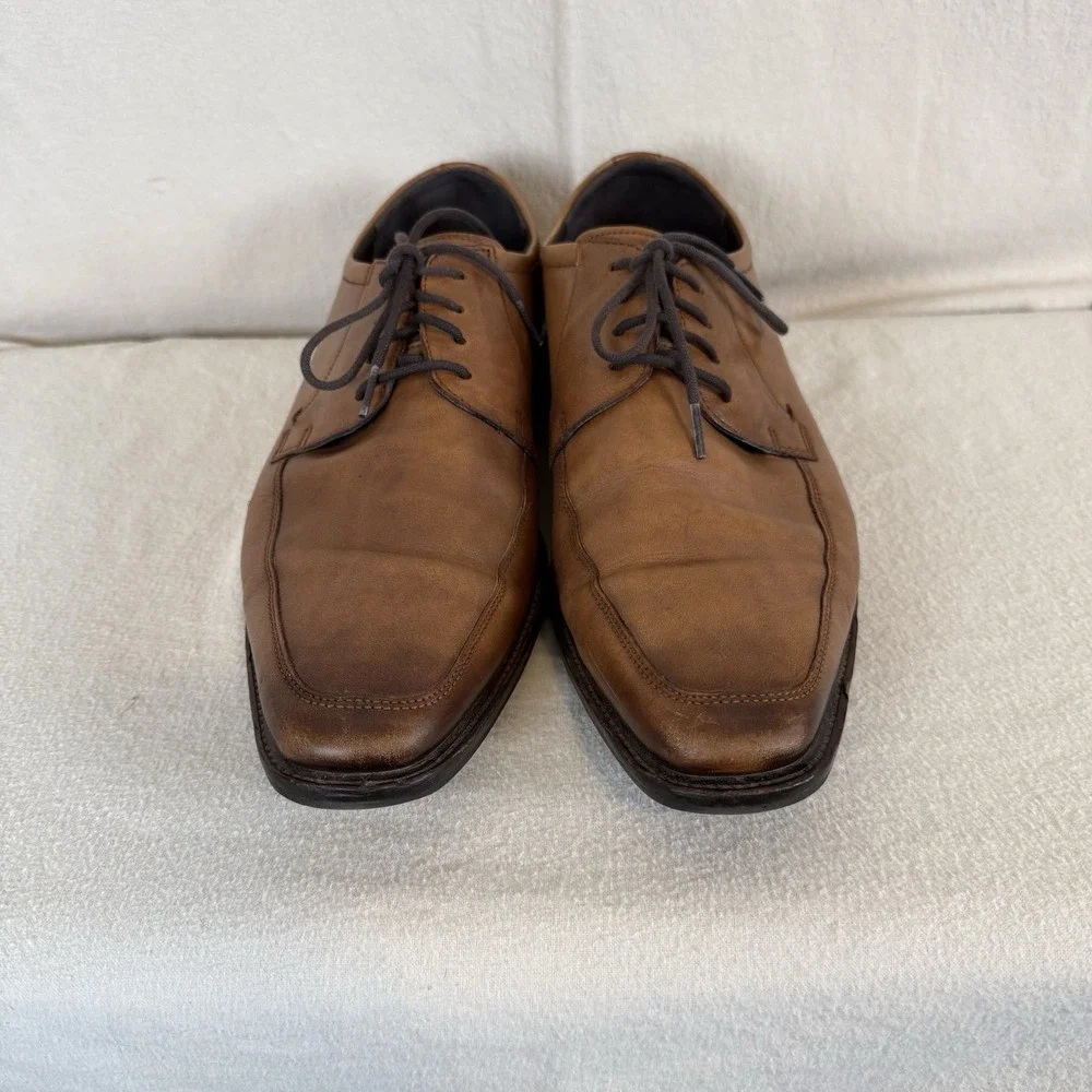 Ecco Dress Casual Walking Shoes Brown Leather Mens Size EU 45 US 11, 11.5